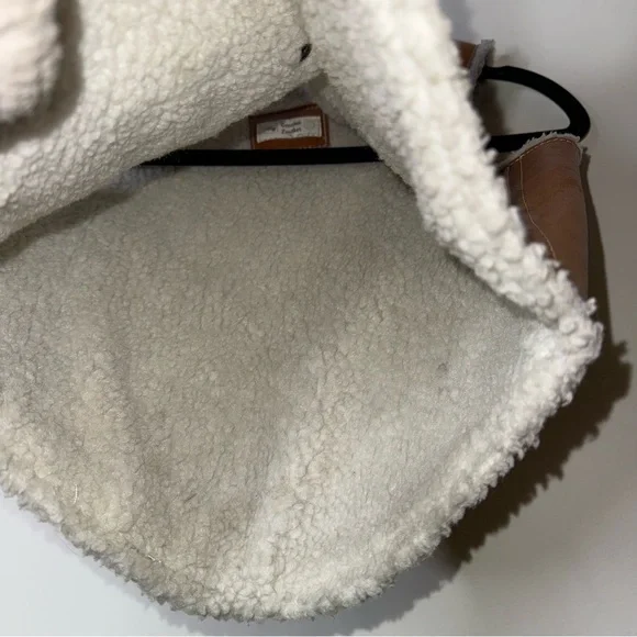 Genuine Leather Vintage 1960 Festival Cropped Sherpa Vest Shearling Lining - Picture 3 of 6